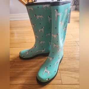 Pine Cone Limited Edition Women's Dalmatian Rain Boots Size 9 NWT